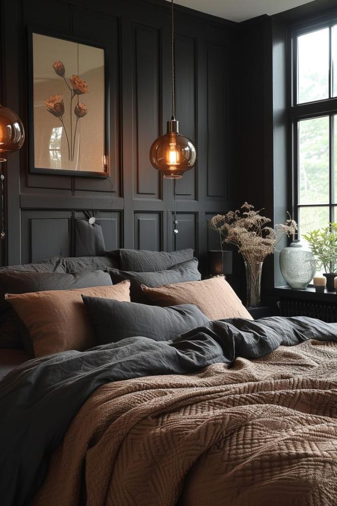 Warm and Cosy Dark Bedroom Styling Inspo