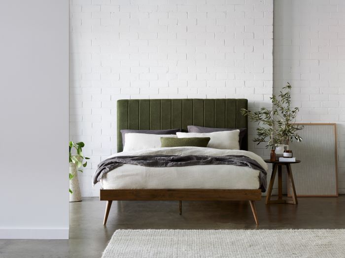 Franki 2PCE King Size Bed Rustic Walnut & Green B2C Furniture