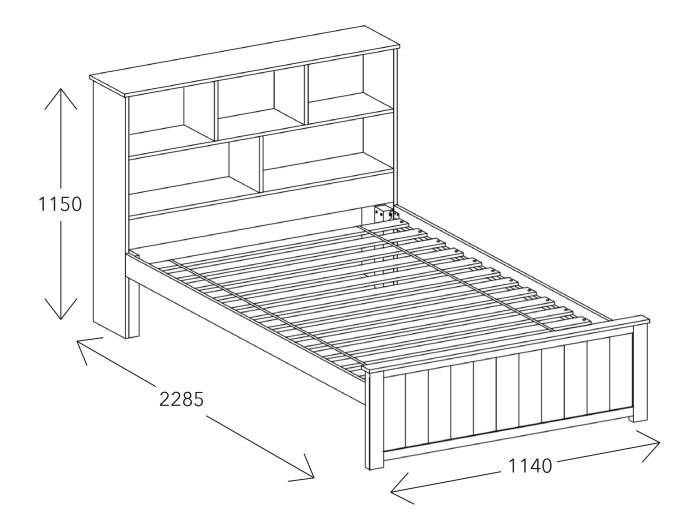 King single bed frame deals with bookshelf