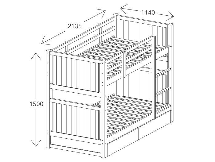 Myer King Single Bunk Bed Storage, Single Bunk Bed Dimensions