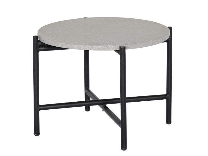 Carpiano Round Outdoor Side Table Black | Grey