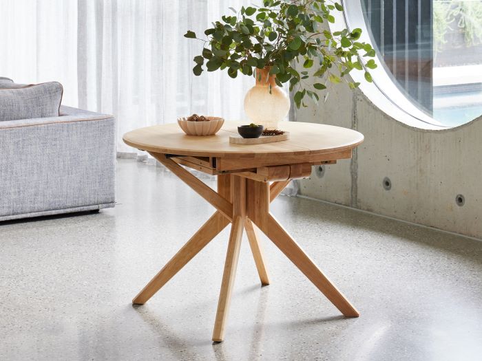 Modern home dining room containing Casa Hardwood Extendable Dining Table | Round | Natural