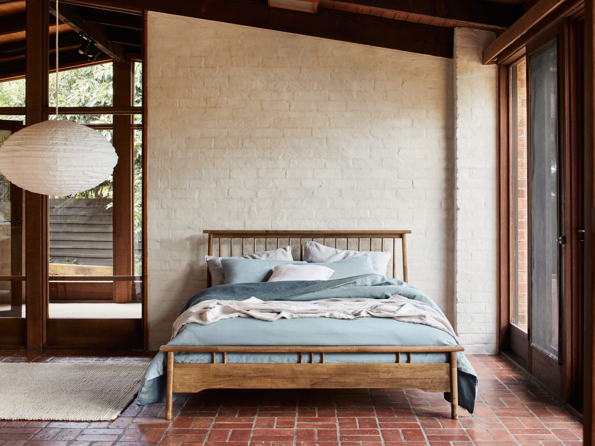 Rome Hardwood Queen Size Bed Frame | Rustic Walnut 