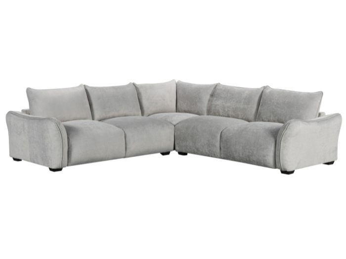 Cosy Corner Sofa w / Storage Ottoman | Light Grey