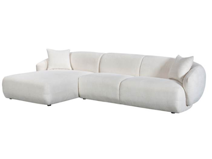 Courbe Curved Chaise Sofa | 3 Seater - Left Chaise - Sectional Sofa | White