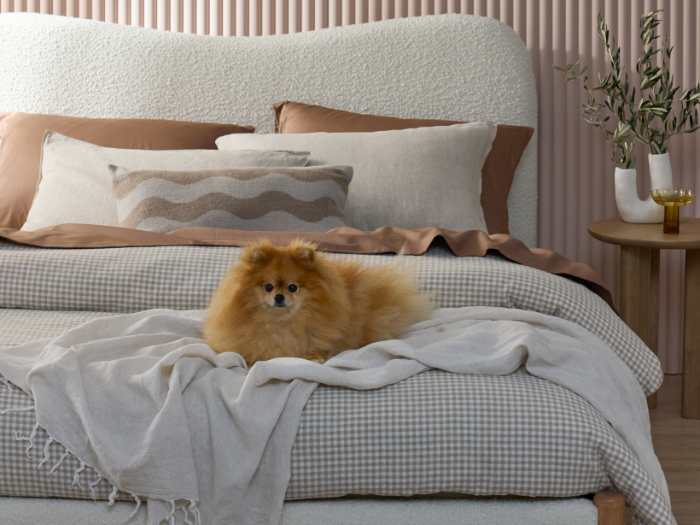 Cove Boucle Queen Bed | Ivory Boucle Fabric