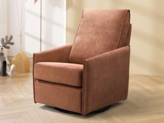 Aster Corduroy Rocking Chair | Orange Fabric