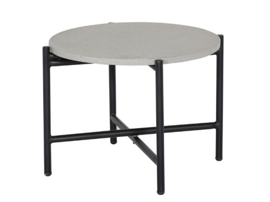Carpiano Round Outdoor Side Table Black | Grey