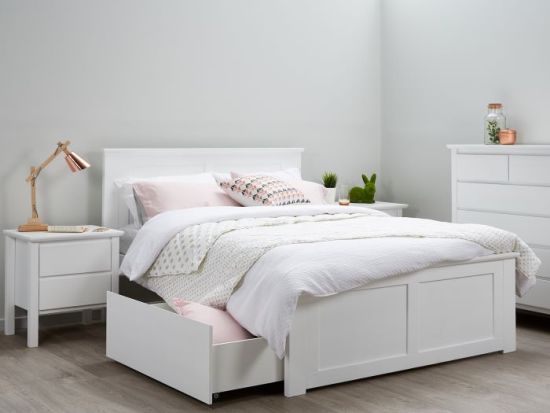 Coco White Double Bed with Storage | Hardwood Frame