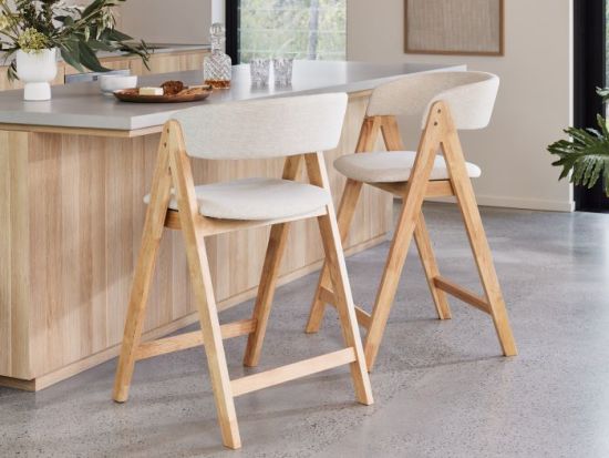 Gaudi Hardwood Counter Bar Stool | Natural | Beige