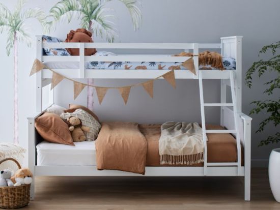 Myer White Triple Bunk Bed | Hardwood Frame