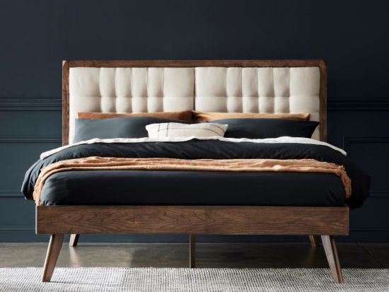 Paris Hardwood Queen Size Bed Frame | Rustic Walnut