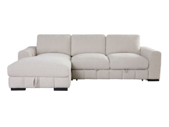 Sonna Beige Sofa with Pull-out Trundle and Storage | Left Chaise
