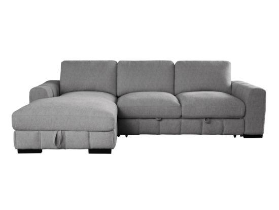 Sonna Grey Sofa with Pull-out Trundle and Storage | Left Chaise