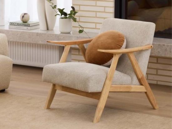 Webster Beige Occasional Chair | Natural | Hardwood Frame