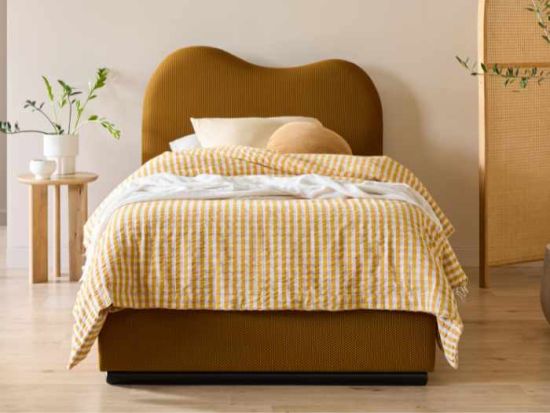 Amber King Single Storage Bed | Mustard Waffle Fabric