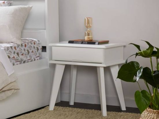 Ari White Hardwood Bedside Table 