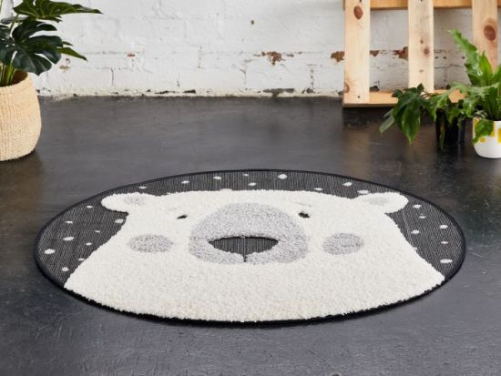 Arlo Polar Bear Round Kids Rug