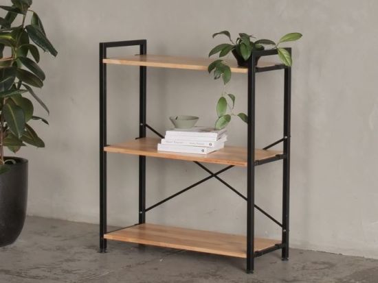 Axel Modular Main Shelving Unit | Black Steel & Natural Hardwood | Short (1005 x 850mm)
