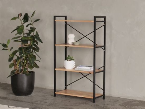 Axel Modular Main Shelving Unit | Black Steel & Natural Hardwood | Medium (1430 x 850mm)