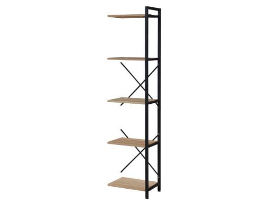 Axel Extension Shelving Unit | Black Steel & Natural Hardwood | Narrow (1850 x 450mm)