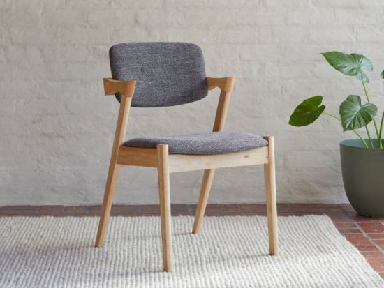 Bella Hardwood Dining Chair | Natural | Charcoal Fabric