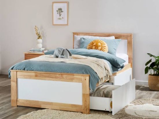 Coco Single Bed with Storage | Natural Hardwood Frame