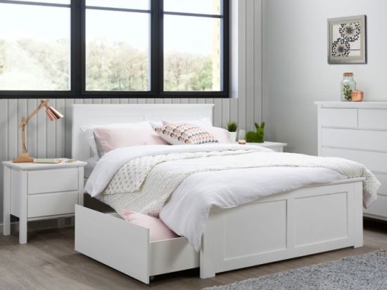 Coco 5PCE White Double Bedroom Suite | Storage 