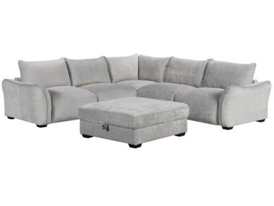 Cosy Grey Corner Sofa with Storage Ottoman