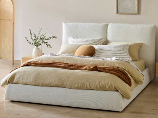 Cosy Queen Bed | Ivory Fabric