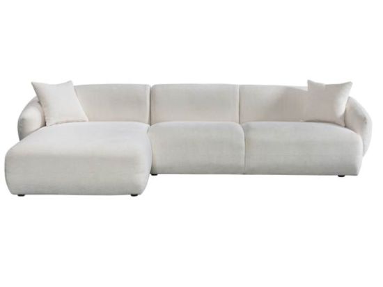 Courbe White Curved Chaise Sofa | Left Chaise | Sectional Sofa 