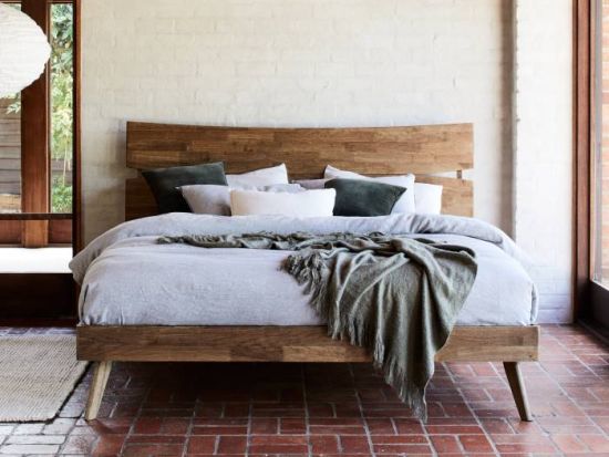 Cruz Hardwood King Size Bed Frame | Rustic Walnut 