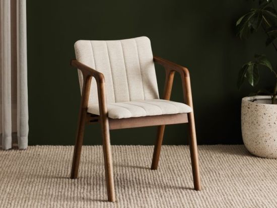 Elm Hardwood Dining Chair | Rustic Walnut | Beige
