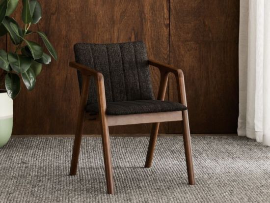Elm Hardwood Dining Chair | Rustic Walnut | Black
