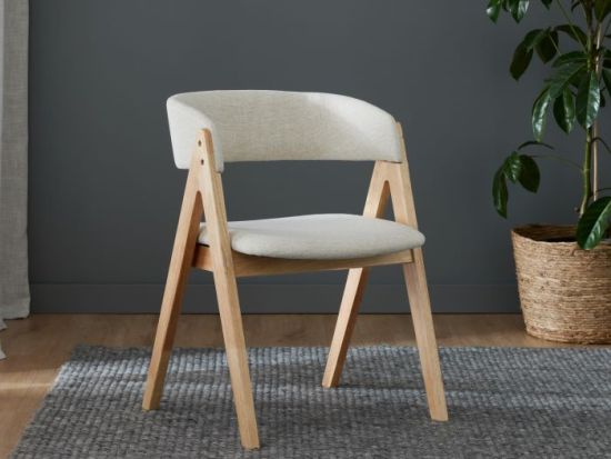 Gaudi Hardwood Dining Chair | Natural | Beige Fabric
