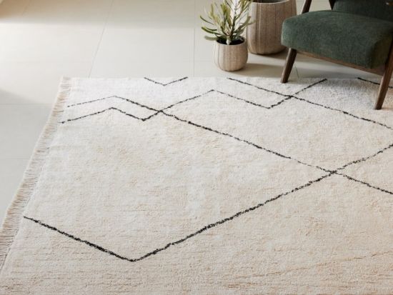 Inge Pattern Cotton Area Rug | Beige