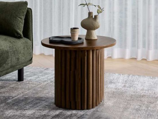 Jasper Round Side Table | Rustic Walnut Hardwood