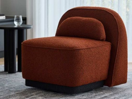 Lunar Swivel Boucle Occasional Chair | Burnt Orange Fabric