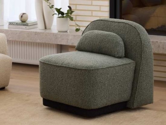 Lunar Swivel Boucle Occasional Chair | Sage Green Fabric