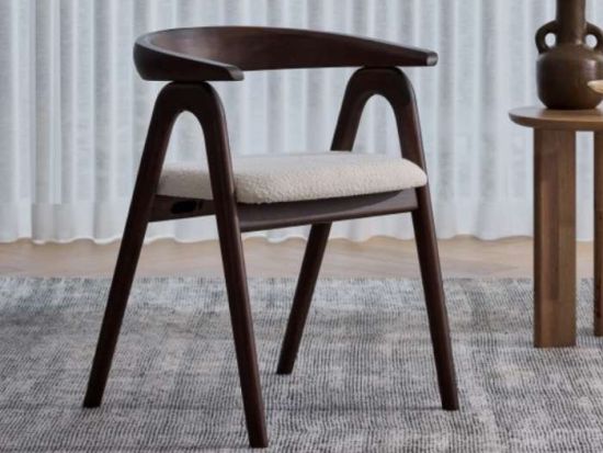 Manor Hardwood Dining Chair | Arabica Walnut | Boucle Fabric