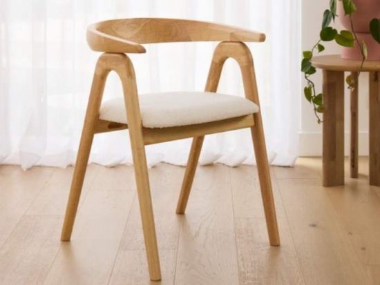Manor Natural Hardwood Dining Chair | Boucle Fabric