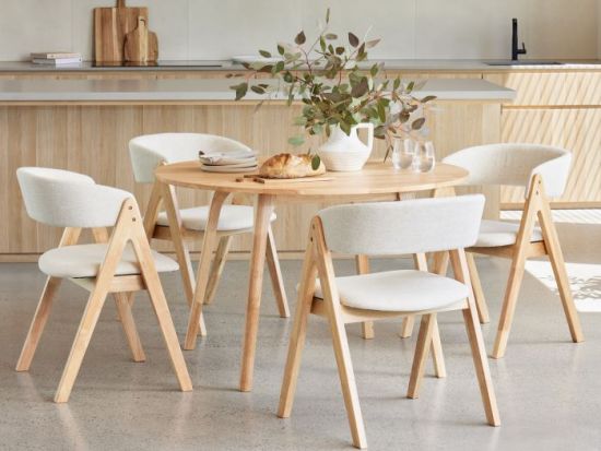 Oslo 5PCE Hardwood Dining Set | Natural | Beige