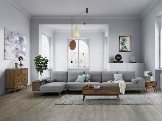 Paris Modular Sofa Series | L-Shape Extension Sofa with Left Chaise | Grey Fabric
