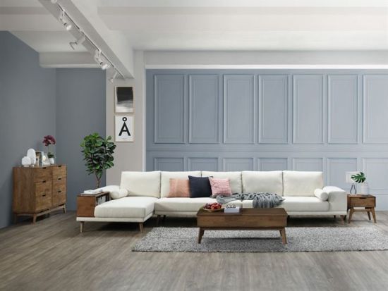 Paris Modular Sofa Series | L-Shape Extension Sofa with Left Chaise | Beige Fabric