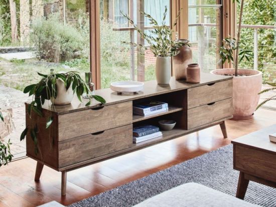Paris Hardwood TV Unit | Entertainment Unit | Rustic Walnut