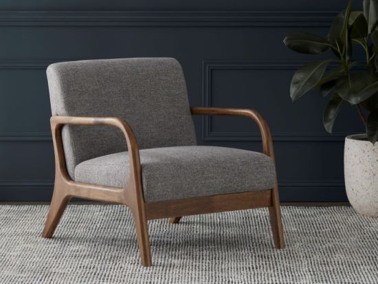 Paris Grey Occasional Chair | Rustic Walnut | Hardwood Frame