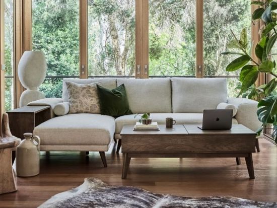 Paris Modular Sofa Series | L-Shape Sofa with Left Chaise | Beige Fabric