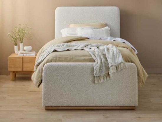 Pelle Boucle King Single Trundle Bed | Beige Boucle Fabric