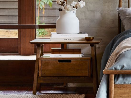 Rome Hardwood Bedside Table | Rustic Walnut