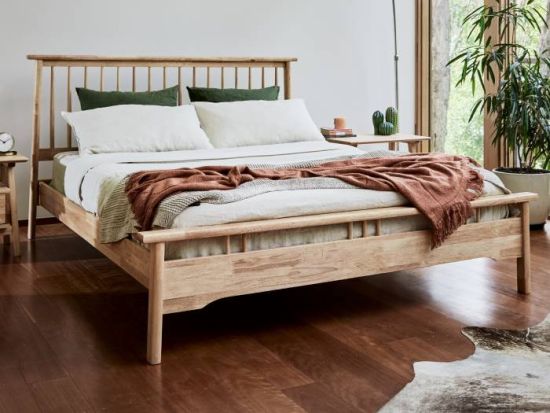 Rome Hardwood Queen Size Bed Frame | Natural  